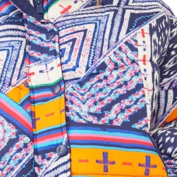 Free People FP Movement Power House Quilted Puffer Lg Blue Pink Jacket Coat - Picture 5 of 16